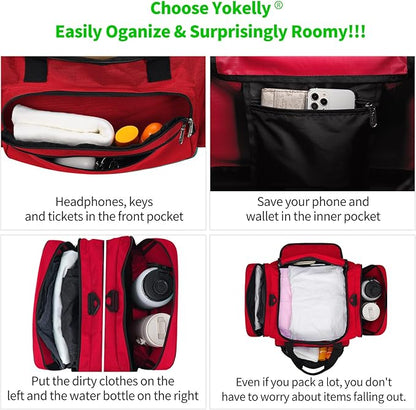 Gym Bag 22 inch Sport Duffle Bag for Men - 55L Weekender Duffel Bag for Travel - Red