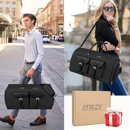 Garment Duffel Bag for Travel - ITIEZY Convertible Carry on Garment Duffel Travel Bag for Women Men Large Weekender Bag with Shoes Pouch 2 in 1 Hanging Suit Travel Duffel Bag 3pcs Set