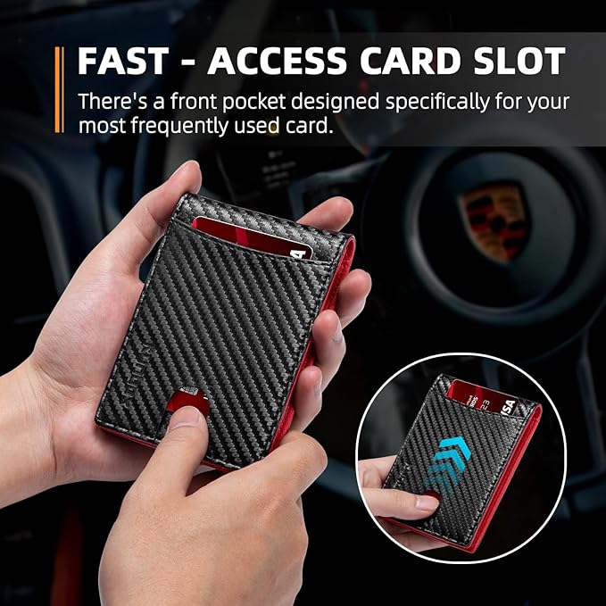 RUNBOX Money Clip Slim Wallets for Men RFID Blocking 11 Card Holder Minimalist Small Leather Bifold Men's Front Pocket Wallet Gift Box