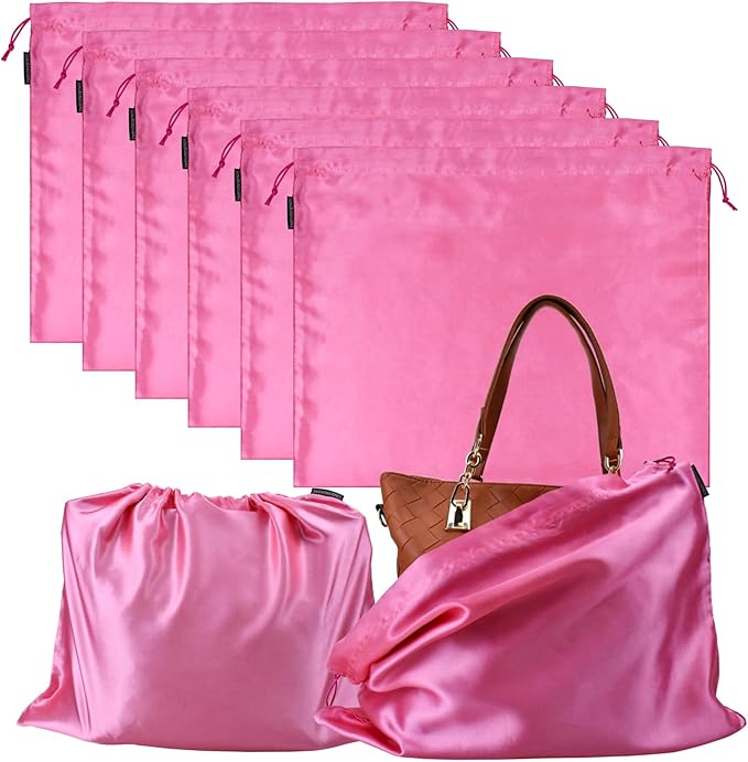 GONGKANGYUAN 6 Pack Dust Bags for Handbags – Silk Drawstring Storage Pouch, Dustproof Travel Organizer for Purses, Shoes & Boots