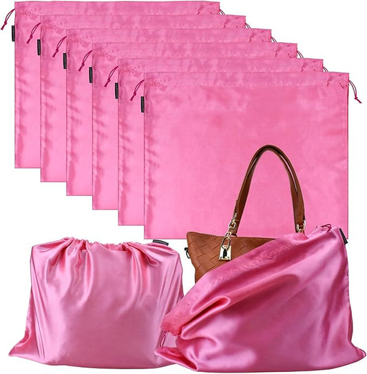 GONGKANGYUAN 6 Pack Dust Bags for Handbags – Silk Drawstring Storage Pouch, Dustproof Travel Organizer for Purses, Shoes & Boots
