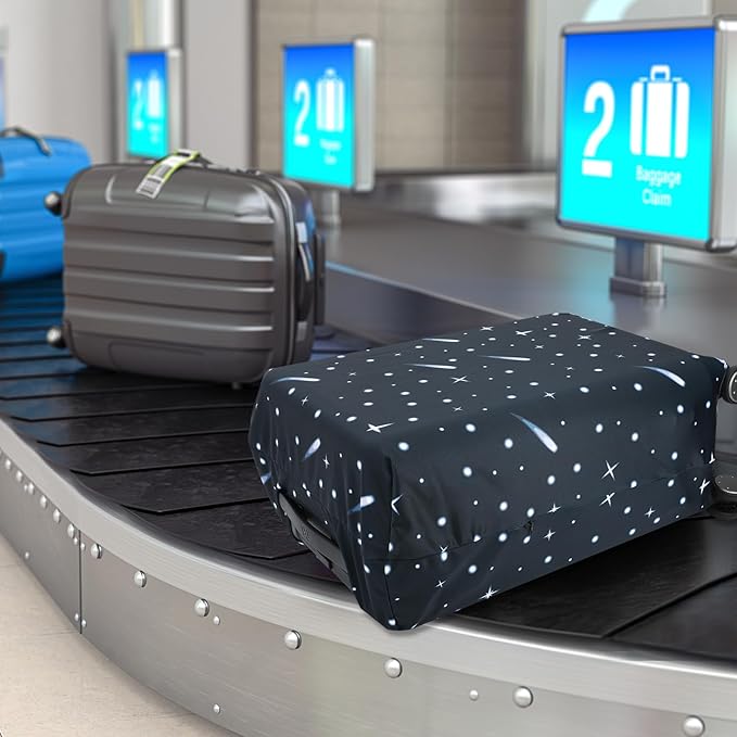 Travel Luggage Cover Protector Stretchy Washable Suitcase Cover With Zippers For 27-30 Inch Luggage (L, Black, Starrysky)