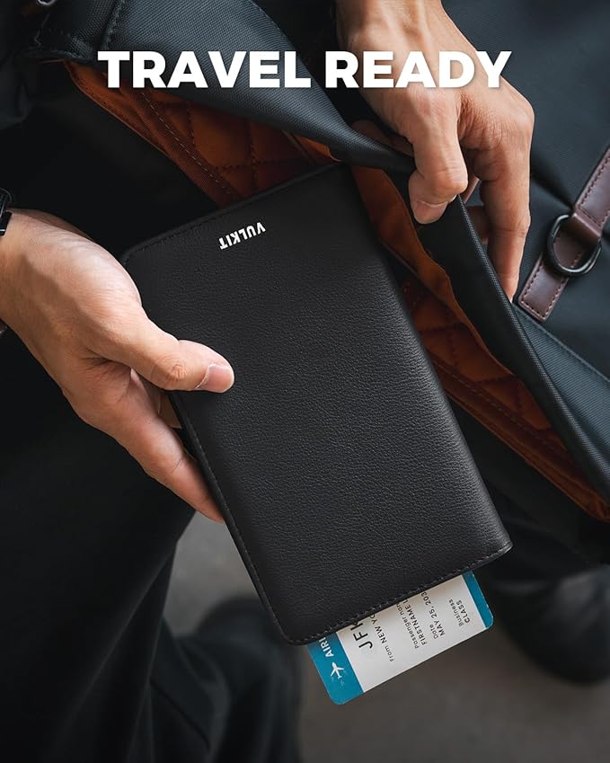 VULKIT Passport Holder Wallet RFID Blocking Travel Wallet for Men & Women