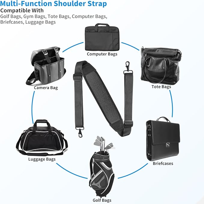 67inch Silica Gel Shoulder Strap, Replacement Laptop Strap, with Cushioned Shoulder Pad and Metal Swivel Hooks, Fits Duffle, Messenger, Luggage, Camera, Gym Bag(Anti-Slip Texture)