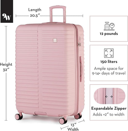 Nine West Suvi 32 Inch Expandable Luggage for Extended Trips & Cruises, Large Hardshell Suitcase with 360° Spinner Wheels, Lightweight Rolling Travel Case Muted Lilac