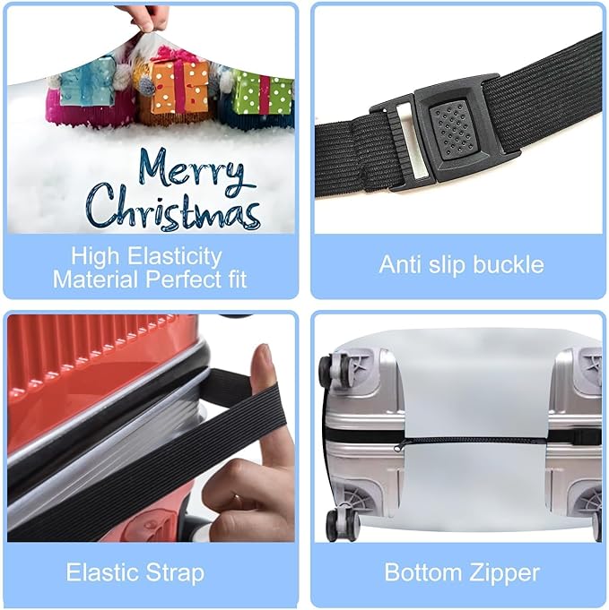 Christmas Luggage Cover – Cute Gnome Travel Suitcase Cover Protector, Waterproof & Stretchable Luggage Sleeve with Zipper for Holiday Travel,L
