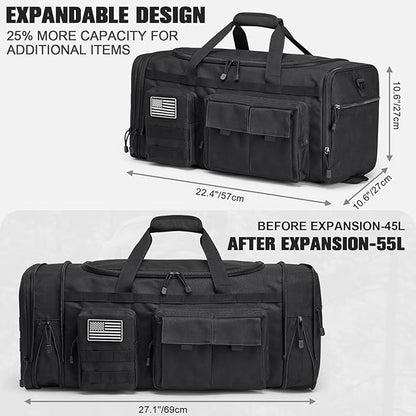 G4Free 3-in-1 Duffle Bag for Travel, Large Gym Duffle Backpack for Men Women with Shoes Compartment and Wet Pocket, Black