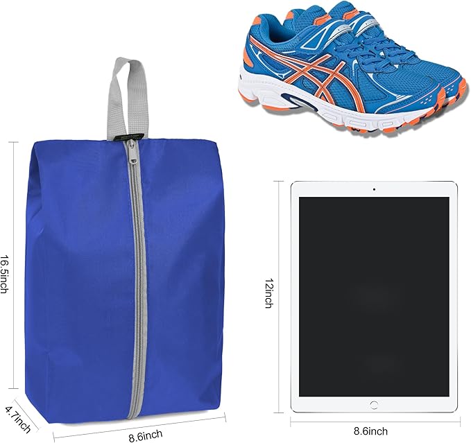 BeeGreen 200D Colorful Shoe Bags 6 Pack for Travel with Handle as Packing Organizers for Suitcase and Luggage | Portable Polyester Storage Accessories for Vacations, Essential Gifts for Women and Men