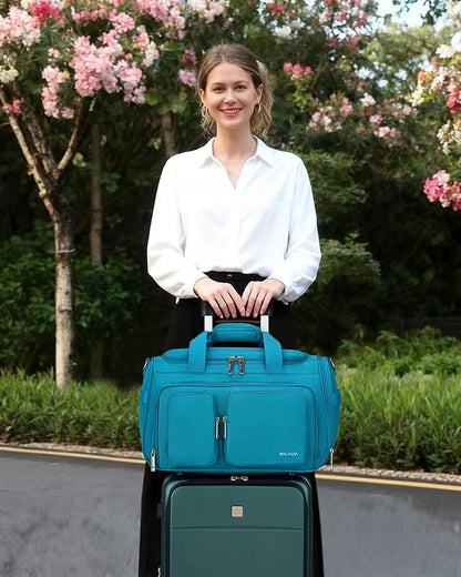 MILADA Underseat Carry On Luggage Bags for Travel Lightweight Foldable Carry On Bags for Airplanes Small Duffle Bag for Men Women Personal Weekend Overnight Travel Tote Bags, Caribbean Blue