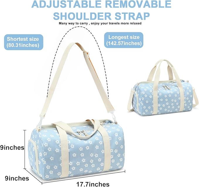 BLUBOON Duffle Bag Girls Kids Cute Gym Bag with Shoes Compartment & Wet Separation Waterproof Sports Overnight Travel Bag