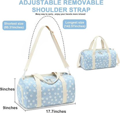 BLUBOON Duffle Bag Girls Kids Cute Gym Bag with Shoes Compartment & Wet Separation Waterproof Sports Overnight Travel Bag