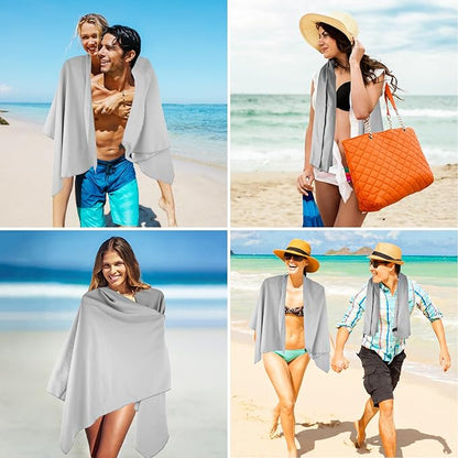 Camping Towel XL Size Microfiber Quick Dry for Men Women Hiking Beach Swimming Pool Travel Body Towels(Light Grey, 1 Pack XL)