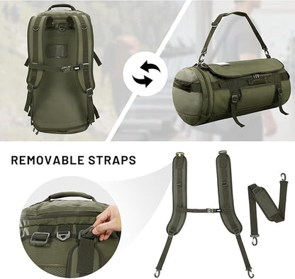 MIER Large Duffel Backpack Sports Gym Bag with Shoe Compartment, Heavy Duty and Water Resistant, Dark Green, 90L