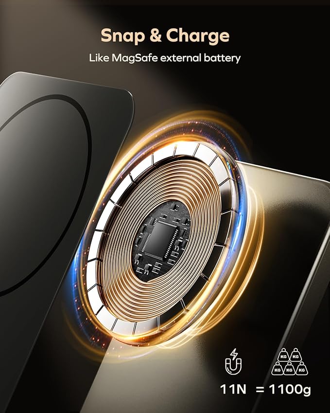 MOMAX Magnetic Power Bank 10000mAh, 20W Fast Charging, Wireless Portable Charger for iPhone 16/15/14/13/12 Series, Magsafe Compatible, USB-C Cable Included