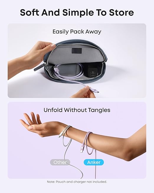 Anker Car Carplay Cable for iPhone 17 16 Pro Max Plus, Upcycled Braided USB A to USB C Car Charger Cord for Samsung Note20 and More (6FT,Violet)