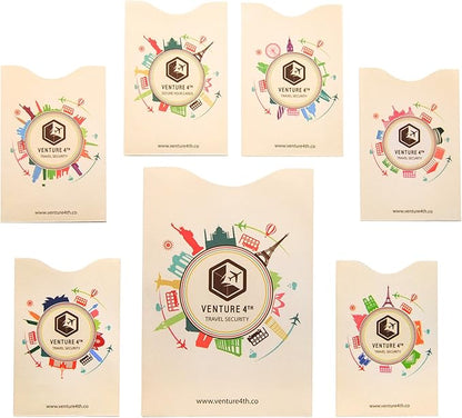 VENTURE 4TH Slim Minimalist Design RFID Money Belt with RFID Blocking Sleeves, for Men and Women – Ideal for Keeping Your Cash, Credit Card, Passport, Phone Secure When Traveling - Beige