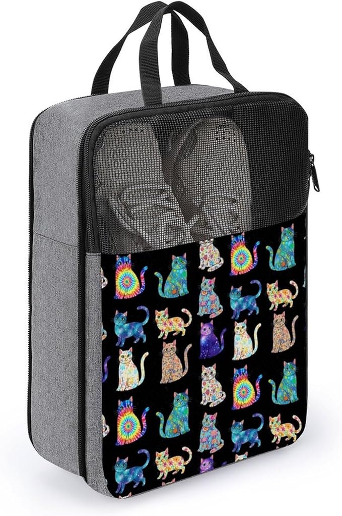 Travel Shoe Bags for Storage and Packing Sport Soccer Cleats Bag Portable Sneaker Bags (Galaxy Cat Lovers)