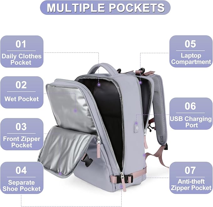 Travel Backpack For Women Airline Approved Carry On Backpack Flight Approved Waterproof Sports Luggage Backpack Casual Daypack Small Hiking Backpack