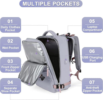 Travel Backpack For Women Airline Approved Carry On Backpack Flight Approved Waterproof Sports Luggage Backpack Casual Daypack Small Hiking Backpack