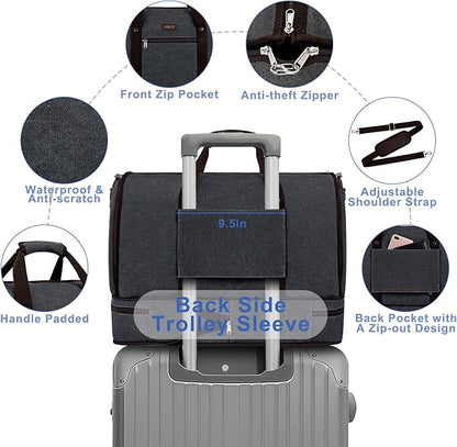 Garment Duffle Bag for Travel - Convertible Carry on Garments Duffel Bags Travel Bag for Women Men Large Weekender Bag with Shoes Compartment 3 in 1 Hanging Clothes Suit Dress Bag 3pcs Set