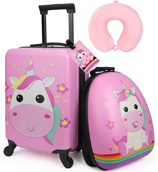 emissary Kids Luggage Sets For Girls, Unicorn Kid's Suitcase Set with Backpack, Childrens Luggage Set For Girls, Kids Carry on Suitcases Toddler Suitcase