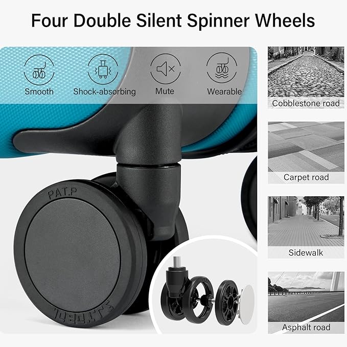 Hanke 16 Inch Underseat Carry On Luggage with Wheels Hard Shell Mini Small Suitcases Carry On Bag for Airline Approved TSA Luggage Lightweight Travel Suitcase(Caribbean Blue)