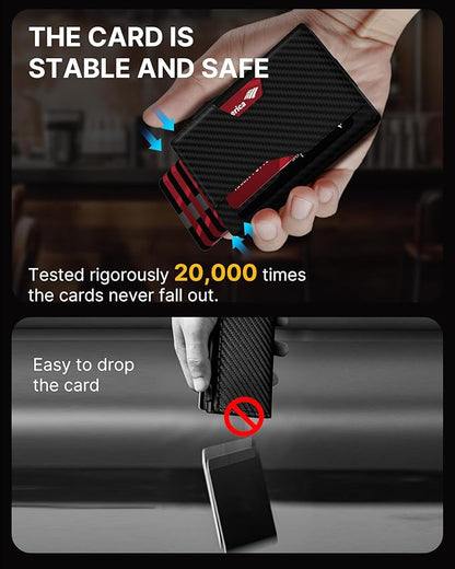 typecase Wallet for Men: Rfid-blocking with Money Clip Slim Leather Bifold ID Window Smart Pop Up Card Case Front Pocket Wallet with Gift Box (Carbon Fiber Black)