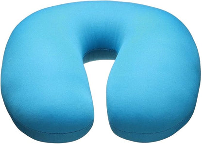 HARFINGTON Travel Pillow Airplane Neck Pillow U-Shaped Filled with Foam Beads Stuffable Classic for Sleeping Neck Chin Lumbar Support, Light Blue