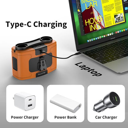 Socool 10000mAh Portable Waist Fan Clip on Wearable Belt Personal Fans Rechargeable Battery Operated, 20H Cooling with 10 Speeds & Dual Motors,Neck Hanging Hands-Free for Outdoor Travel Power Bank