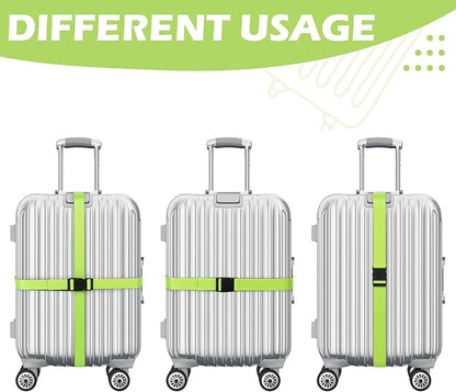 Reginary 8 Pcs Luggage Straps Suitcase Tags Set 4 Travel Adjustable Suitcase Belt 4 PU Leather Luggage Tags ravel Accessories (Green)
