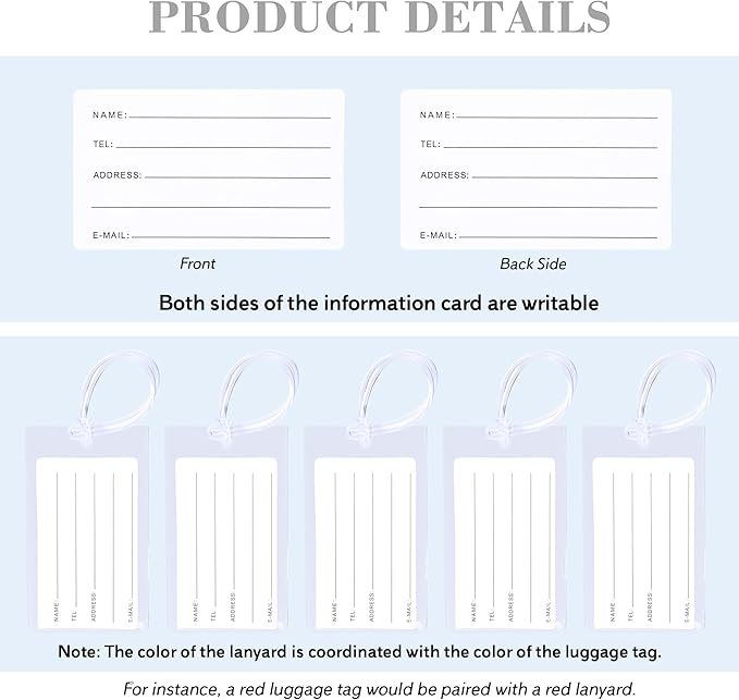 100 Pack Luggage Tags for Suitcases, Airplane Travel Essentials for Flying, International Travel Must Haves, and Luggage Accessories by Sodsay