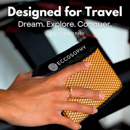 ECCOSOPHY Microfiber Beach Towel – Quick Dry Gym Towel, Highly Absorbent with Ribbed Texture, Lightweight – Ideal for Travel, Pool, Yoga, Fitness & Outdoor Adventures – 60x30 Creamsicle