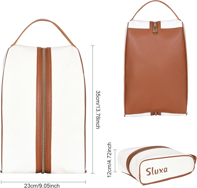 Classic golf shoe bag, Waterproof golf shoe bag for women men, Lightful Green travel shoe bag shoe storage bag. (Brown)