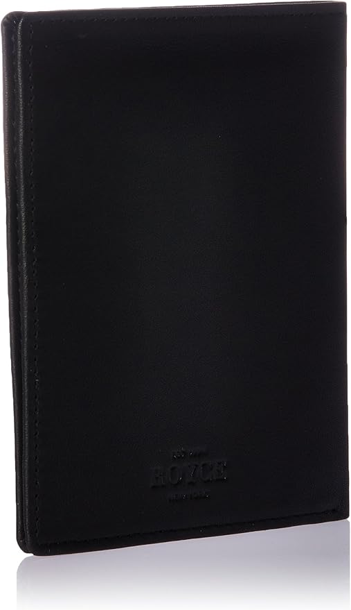 Royce Leather Rfid Blocking Bifold Passport Currency Travel Wallet Bi-Fold Wallet, Black