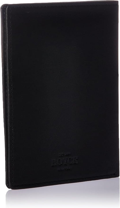 Royce Leather Rfid Blocking Bifold Passport Currency Travel Wallet Bi-Fold Wallet, Black