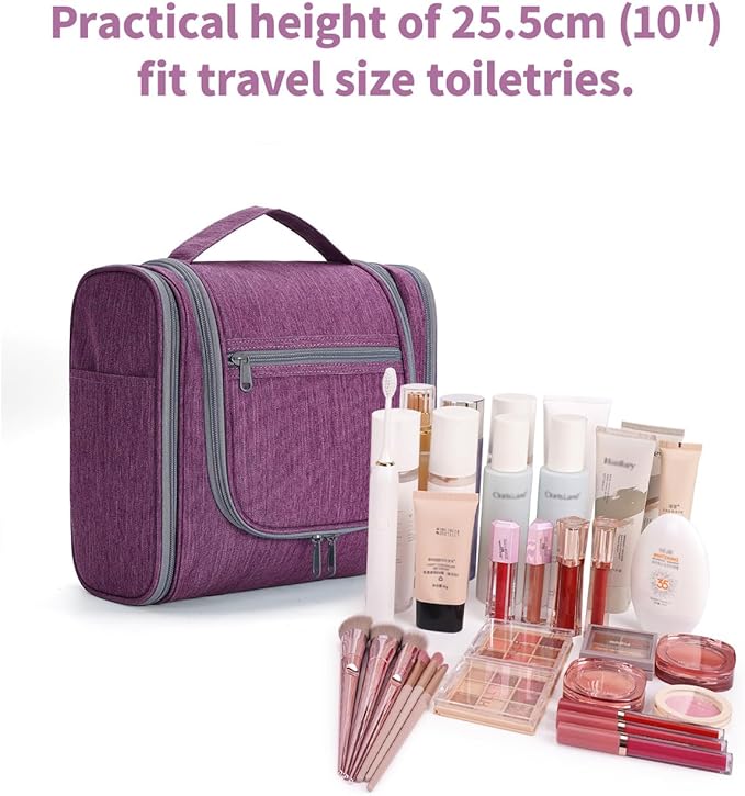 Hanging Toiletry Bag for Women Travel Makeup Bag Organizer Toiletries Bag for Cosmetics Essentials Accessories (Large, Dark Purple)
