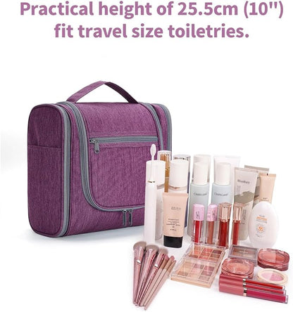 Hanging Toiletry Bag for Women Travel Makeup Bag Organizer Toiletries Bag for Cosmetics Essentials Accessories (Large, Dark Purple)