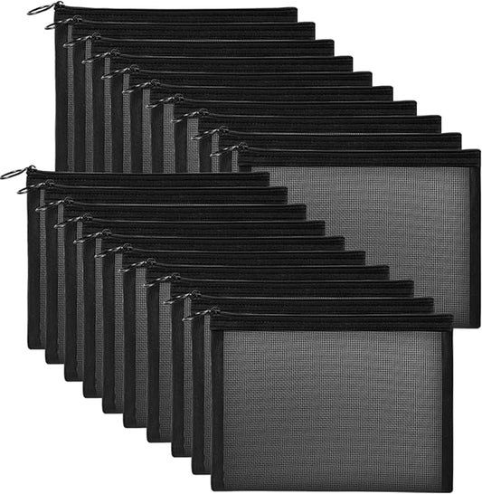 20 Pieces Mesh pouch, Mesh Makeup Bag Portable Makeup Pouch Travel Toiletry Bag for Makeup Organizer Home Office Travel Accessories, Mesh Cosmetic Bag with Zipper