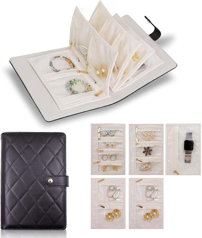 Travel Jewelry Organizer Case ， Portable Jewelry Organizers Storage Book, Compact Jewelry Roll for Earrings, Rings, Necklaces - Perfect Jewelry Travel Bag for Women