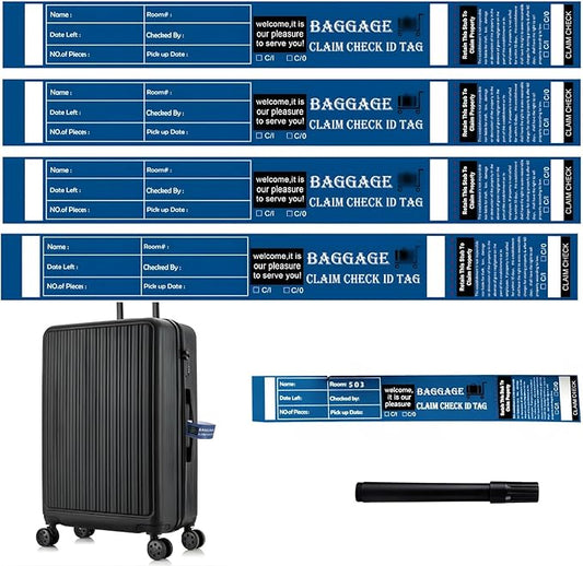 1000 Tags Luggage Tags for Suitcases | Hotels Baggage Claim Check for Bag with Transfer Tape & Serial Numbering, A Marker & Double-Sided Tape | Hotel Luggage Claim Bulk Ticket, Navy Blue