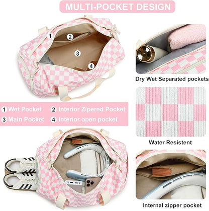 BLUBOON Duffle Bag Girls Kids Cute Gym Bag with Shoes Compartment & Wet Separation Waterproof Sports Overnight Travel Bag