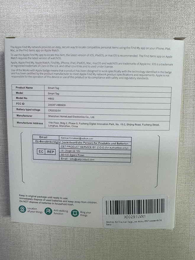 Air Tracker 4 Pack, Smart Bluetooth Tracker Works with Apple Find My (iOS Only), Item Finder Locator for Keys, Luggage, Backpack, IP67 Waterproof