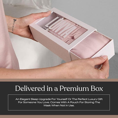 Lunya Weighted Silk Sleep Mask – Mulberry Silk Eye Cover with Cooling Glass Beads, Noise-Reducing Fit, Washable Fabric, and Travel Pouch – Sleeping Mask for Men and Women - Delicate Pink - Small