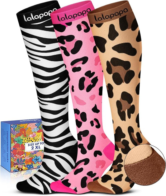 Cute Compression Socks for Women - 3 Pairs 20-30 mmHg Graduated Support Lightweight for Daily Wear Travel Nurse