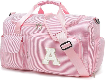 Kids Travel Duffle Bag Dance Bag Gifts for Girls Initial Gym Bag with Shoes Compartment for Women Lightweight Weekender Bags Pink-A