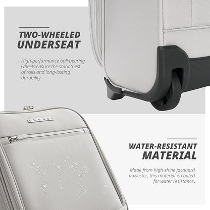 Verage Under Seat Luggage with Wheels, Softside Expanable Small Suitcase Carry On Luggage Bags for Airlines Airplanes Short Trip Men Women (Cloud Gray, 16-Inch Rolling Underseat)