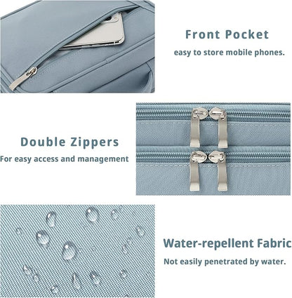 mygreen Electronics Travel Organizer, Watreproof Electronic Accessories Case Portable Double Layer Cable Storage Bag for Cord, Charger, Flash Drive, Phone, Ipad Mini, SD Card, Gifts for Him Grey Blue