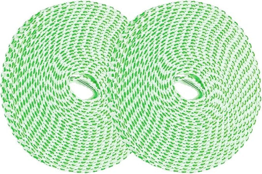 uxcell 2 Pcs Portable Travel Clothesline, 32.8ft Clothes Line Outdoors Travel Hanger Foldable Clothesline Rope with Hooks for Camping Hotel Backyard Home Cruise Ship, Green