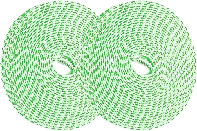 uxcell 2 Pcs Portable Travel Clothesline, 26.2ft Clothes Line Outdoors Travel Hanger Foldable Clothesline Rope with Hooks for Camping Hotel Backyard Home Cruise Ship, Green
