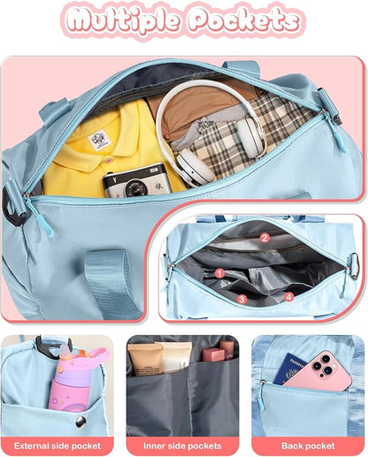 Dance Gifts Granddaughter-Girl Gym Bag with Shoe Compartment, Kid Personalized Dance Bags, Initial Travel Tote with Makeup Pouch, Niece Girls Birthday Gift (Letter L)